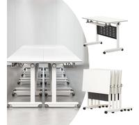 Widppsopt Modern Conference Room Table,Large Folding Table, Flip Top Mobile Meeting Training Desk, Office Desk for Home Office Classroom