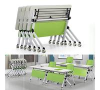 Widppsopt Modern Office Folding Rolling Conference Training Table Set 4 Pack Mobile Flip Top Seminar Table with Storage Rack Free Combination 55 * 23.6 * 29.5in