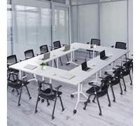 Widppsopt Modern White Portable Conference Room Table with Rectangular and Square Options Mobile Training Table for Office Conference Room Classroom