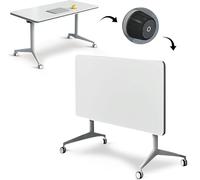 Widppsopt Modern White Portable Conference Room Table with Rectangular and Square Options Mobile Training Table for Office Conference Room Classroom
