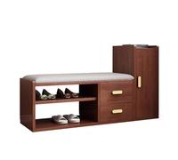 Widppsopt Panca in legno per cambio scarpe, scarpiera, scarpiera, porta di casa, scarpiera, borsa morbida integrata, sgabello da doccia, per doccia interna (A,S, 108 cm)