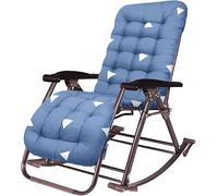 Widppsopt Poltrona imbottita con braccioli larghi, reclinabile regolabile, a dondolo, per patio e spiaggia, portata 150 kg Progress (blu)