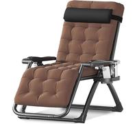 Widppsopt Poltrona reclinabile extra larga Zero Gravity con cuscino rimovibile e vassoio pieghevole per esterni e interni (marrone)