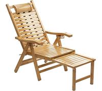 Widppsopt Poltrona reclinabile in legno, sedia a sdraio pieghevole per esterni con poggiapiedi esteso, 5 posizioni (1001)