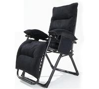 Widppsopt Poltrona reclinabile pieghevole imbottita con poggiapiedi, portabicchieri e cuscino per esterni (nera)