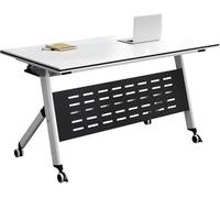 Widppsopt Portable Folding Conference Table with Lockable Wheels, Mobile Meeting Room Table for Seminars, Training, Office Use, Easy Assembly, Space-Saving Design, Sturdy MDF Construction