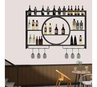 Widppsopt Scaffale portabottiglie da bar con supporto per bicchieri, mensola per liquori, mini mobiletto decorativo per bottiglie, elegante contenitore per la decorazione della cucina e della sala da