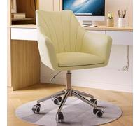 Widppsopt Sedia da ufficio girevole con ruote, sedia da ufficio moderna, rotazione a 360°, altezza regolabile, sedia per computer ergonomica, comoda imbottitura, base in metallo/giallo chiaro/B
