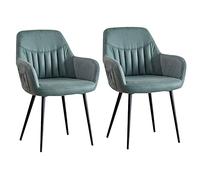 Widppsopt Set di 2 sedie da pranzo moderne Moderns, in tessuto tecnico impermeabile, per cucina, soggiorno, lounge, struttura in acciaio al carbonio (verde scuro)