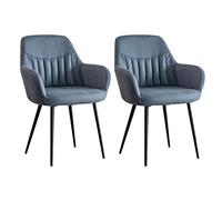 Widppsopt Set di 2 sedie da pranzo Moderns, in tessuto tecnico impermeabile, per cucina, soggiorno, lounge, struttura in acciaio al carbonio (blu scuro)