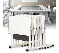 Widppsopt White Conference Table, Modern Conference Room Table, Office Boardroom Desk, Movable Computer Desk for Office(N 6Pack 63 x 23.6 x 29.5inch)
