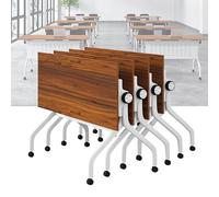 Widppsopt White Conference Table, Modern Conference Room Table, Office Boardroom Desk, Movable Computer Desk for Office(V 4Pack 47.2 x 23.6 x 29.5inch)