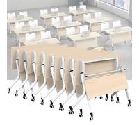 Widppsopt White Conference Table, Modern Conference Room Table, Office Boardroom Desk, Movable Computer Desk for Office(U 8Pack 55.1 x 23.6 x 29.5inch)