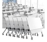 Widppsopt White Conference Table, Modern Conference Room Table, Office Boardroom Desk, Movable Computer Desk for Office(Q 6Pack 55.1 x 23.6 x 29.5inch)