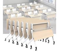 Widppsopt White Conference Table, Modern Conference Room Table, Office Boardroom Desk, Movable Computer Desk for Office(U 6Pack 63 x 23.6 x 29.5inch)