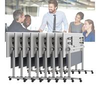 Widppsopt White Conference Table, Office Conference Room Table, Flip Top Desk with Silent Caster Wheels, Negotiation Movable Computer Desk
