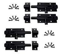 WiDream 4 pcs Bullone Serratura Porta, Slide Bolt con Viti, Chiavistello Per Porta Scorrevole Da 6,3 Cm, Lega di Alluminio, per Cancello da Giardino, Bagno, Tettoia, Wc (Nero)