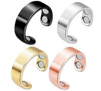 WiDream Set da 4 A-nelli M-agnetici per Donna e Uomo, An-ello con Calamita per Alleviare la Tensione, A-nello Magnetoterapia, Anello Magnetico Regolabile, Anello Magnetico Ipoallergenico