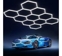 Widuc Dettagli auto luci a LED esagonali, 11 pacchetti, 6500k nikko, garage seminterrato palestra magazzino con plafoniere luci a nido d ape per soffitto