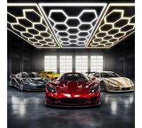 Widuc Luci LED esagonali, luce esagonale per garage a 3 temperature di colore con 6500K/4500K/3000K, illuminazione LED in alluminio per garage, palestra, barbiere, auto detailing