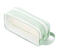 Widybord 1 astuccio trasparente a 2 scomparti per penne, matite, cosmetici, per adolescenti, studenti, università, viola, Verde