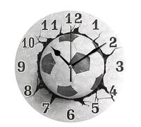 Widybord 1 PZ 12 Pollici Calcio Parete Crepa Orologio Rotondo Orologio Da Parete Mute Quarzo Orologio Da Tavolo Camera Da Letto Soggiorno Decorazione Orologio Da Parete