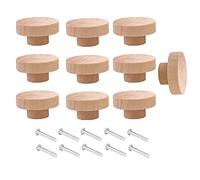 Widybord 10 pomelli rotondi in legno grezzo per cassetti, diametro 50 mm, per mobili e credenze