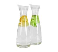 Widybord 2 caraffe per Acqua in plastica da 0,6 L con Coperchio a Linguetta, brocche infrangibili per Uso Alimentare e riciclabili - Barattolo per succhi