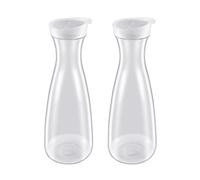 Widybord 2 caraffe per Acqua in plastica da 1,6 L con Coperchio a Linguetta, per Uso Alimentare e riciclabili, infrangibili, Barattolo per succhi