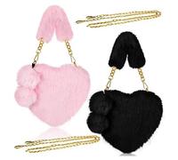 Widybord 2 Pezzi Borsa a Forma di Cuore Borsa a Tracolla Moda Borsa a Tracolla Portatile in Peluche
