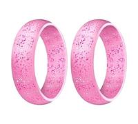 Widybord 2 Pezzi Popolare per le Donne Silicone Anelli Freschi Anello di Nozze in Silicone 5,7 mm Rosa 10