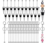 Widybord 20 Set di portachiavi in perla, tappi per bottiglie di vino in perle, tappi per vino in metallo da fare da soli con kit di fabbricazione portachiavi, facile da usare e
