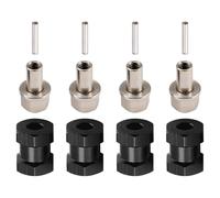 Widybord 4 Pezzi Adattatore di Trasmissione Mozzo Ruota Esagonale 12mm Accoppiatore Combinatore Estensione 15mm per Auto 1/10 RC Chenille SCX10 D90, Nero