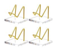 Widybord 4 pz espositore in acrilico con braccio in metallo dorato, base per display con base in acrilico, supporto decorativo in oro, espositore minerale trasparente e dorato