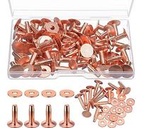 Widybord 50 Set di rivetti e bavature in rame, rivetti in rame per cuoio per cinture portafogli collane in pelle fai da te forniture artigianali 1/2 pollici