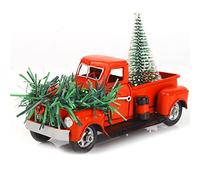 Widybord 6,7 Pollici Camion Rosso Vintage Decorazione di Natale Modello Auto Camion in Metallo Rosso Fatto a Mano per la Decorazione di Natale,A