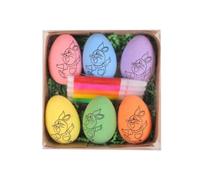 Widybord 6 Pezzi Uova di Pasqua Dipinti a Mano 2024 Uova di Fumetto Regalo Fatto a Mano per Bambini Kit di Pittura Uova di Pasqua Facile da Installare -A