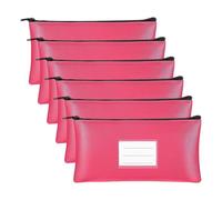 Widybord 6 sacchetti di denaro con cerniera di sicurezza per deposito bancario porta banconote porta banconote per banconote monete cosmetiche strumento di denaro durevole facile da usare, rosa
