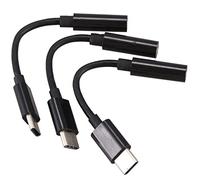 Widybord Adattatore Audio per Cuffie Tipo C A 3,5 Mm Di 3 Pcs,Cavo Connettore per Microfono Aux USB-C A 3,5 Mm per Moto Z,Le 2/Le Pro 3,(nero)