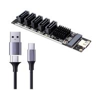 Widybord Adattatore da tipo C a 5 porte SATA3.0, Scheda Riser JM575 + JMS580 SATA3 6 Gbps USB10G, Chassis Server, Estensione del PC