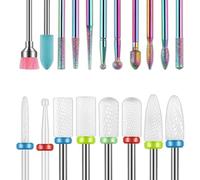 Widybord Advanced 19pcs 3/32 Pollice Elettrico Nail Drill Bits Set, Diamante & Ceramica Cuticola Bit per Gel Acrilico Unghie