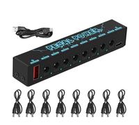 Widybord Alimentatore per pedali per chitarra da 5 V con uscite a 8 vie, portatile, durevole, alimentatore per pedaliera, per effetti di chitarra