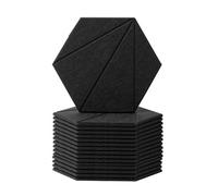 Widybord Confezione da 16 acustici autoadesivi, fonoassorbenti in schiuma, ad alta densità, facili da usare, colore nero, 30 x 25 x 1 cm