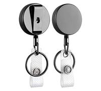 Widybord Confezione da 2 Mini Porta Badge retrattili Resistenti, in Metallo, con Clip da Cintura, per Carte di Credito, (Piccolo Nero)