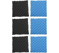 Widybord Confezione da 6 fonoassorbenti in schiuma fonoassorbente per casse delle uova, colore nero + blu/antracite, in schiuma fonoassorbente per studio, 30 x 30 x 3,8 cm