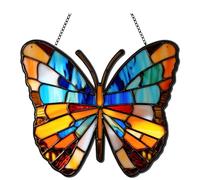 Widybord Decorazione per finestra appesa in acrilico, ciondolo a forma di luna spagnola in vetro colorato con farfalla per gli amanti delle farfalle. Regalo per appendere la cremagliera. Taglia S.