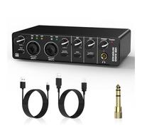 Widybord Interfaccia audio USB, interfaccia audio 2 in 2 uscite con alimentazione phantom da 48 V per la registrazione, per chitarrista, cantante, podcaster