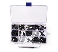 Widybord Kit di 254 pezzi di accessori per piastra posteriore assortimento con scatola portaoggetti per chitarra elettrica strumenti fai da te, nero
