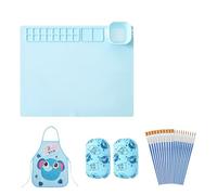 Widybord Kit di tappetini per pittura in silicone, tappetino in silicone artistico 20 x 16 pollici con tazza rimovibile, tappetino in silicone per artigianato blu, installazione facile e facile da