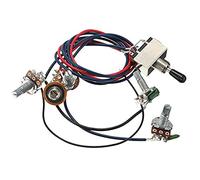 Widybord Lp Pickups Chitarra Elettrica Cablaggio Kit 2T2V 500K Pentole Interruttore 3 Vie Con Jack Per Doppio Humbucker Les Pual Style Chitarra Sostituzioni, Nero Cap